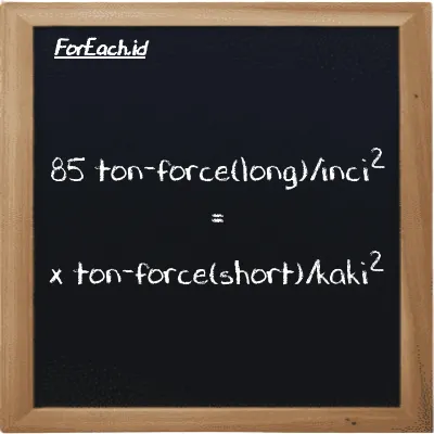 Contoh konversi ton-force(long)/inci<sup>2</sup> ke ton-force(short)/kaki<sup>2</sup> (LT f/in<sup>2</sup> ke tf/ft<sup>2</sup>)